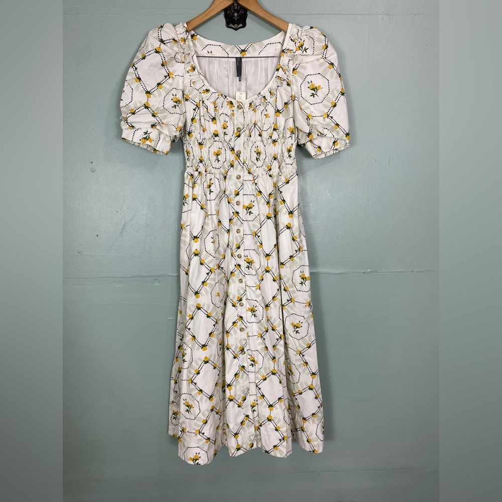 Anthropologie Short Sleeve Midi Dress Sundress Floral  Small‎ - Picture 2 of 5